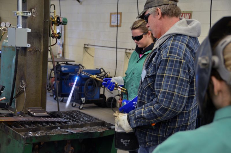 The girls in the GRIT program received hands-on time to practice their welding skills with Missoula College students.