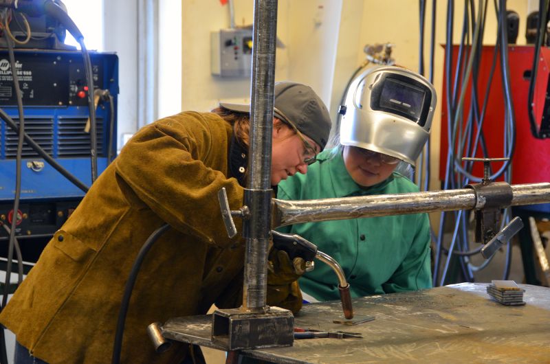 The girls in the GRIT program received hands-on time to practice their welding skills with Missoula College students.
