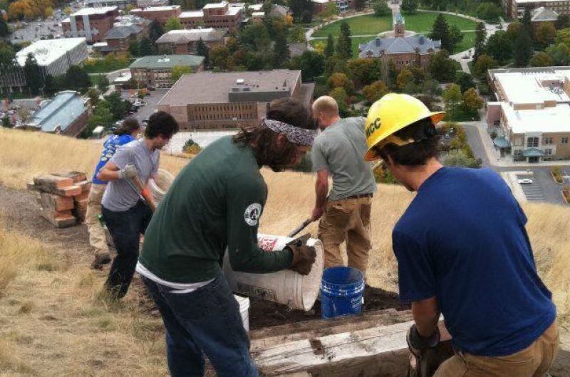 trail workers fixing the M trail