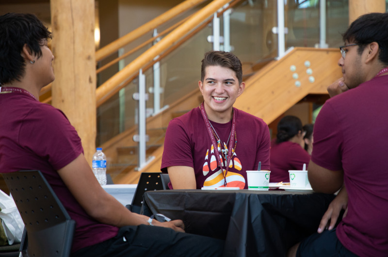 Students in the rotunda during native Griz preview days