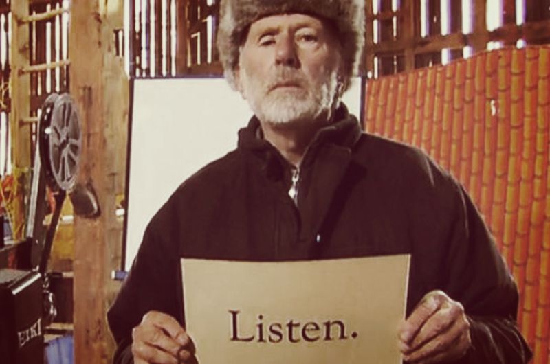 R. Murray Schafer issuing a directive: listen