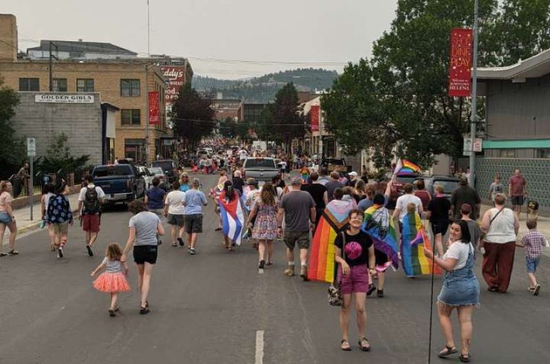 Students participate in a pride parade