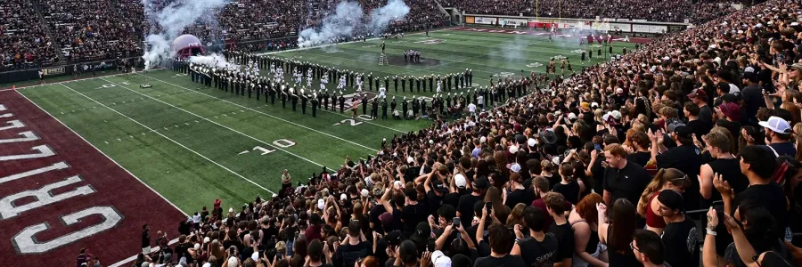 Students pack the stands in Washington-Grizzly Stadium.
