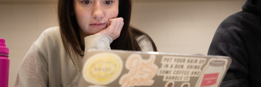 student working on a laptop