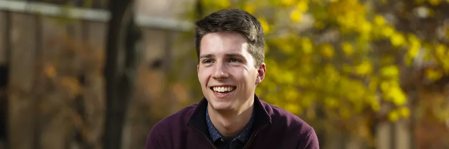 UM senior, ASUM president and Rhodes Scholar finalist Buddy Wilson smiles for a photo