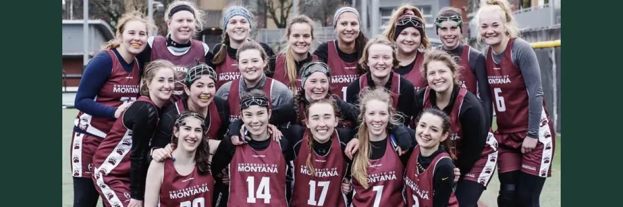 UM's Club Women's Lacrosse team members pose for a photo
