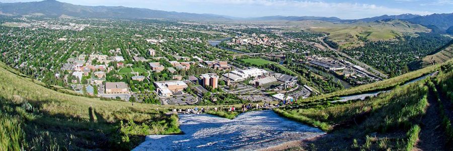 UM campus and Missoula seen from the top of the M on the M trail