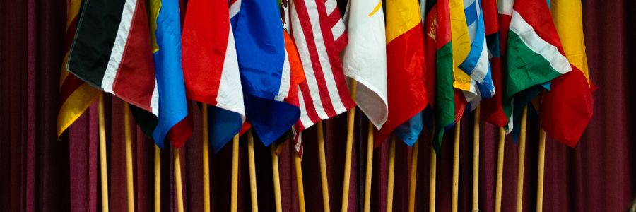 row of flags from many different nations