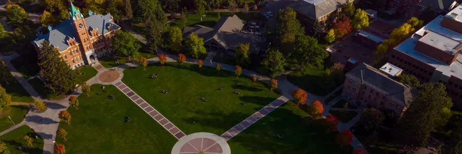mount sentinel with the M visible and university hall and UM campus at the bottom