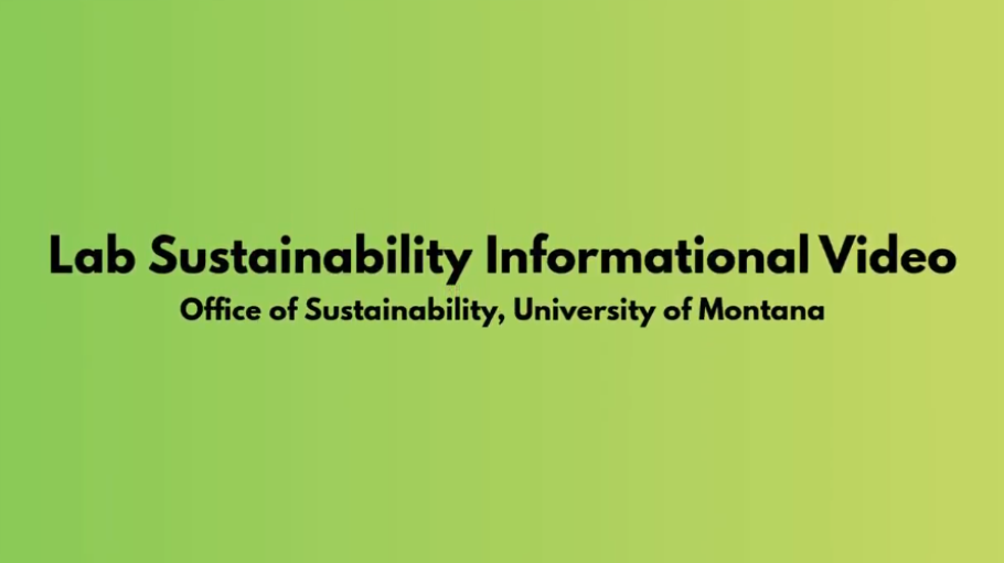 Green screen with words "Lab Sustainability Informational Video"