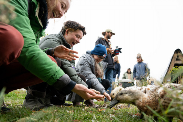Image of students laughing at soil cycle