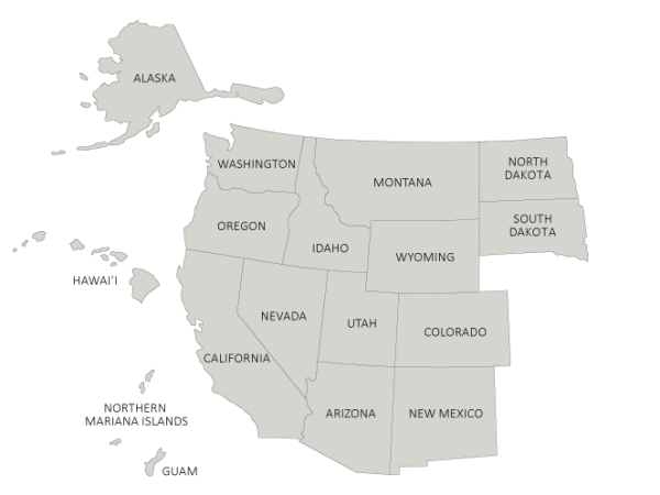 map of the western US states