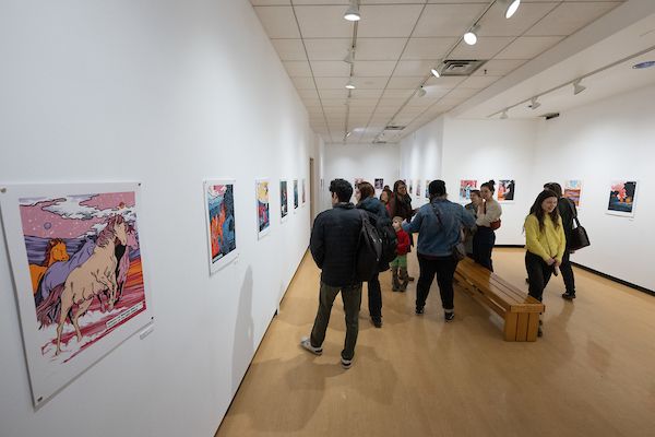 students in the gallery of visual arts on the university of montana campus