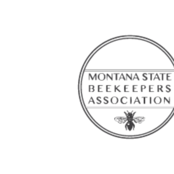 Montana State Beekeeping Association text over a yellow silhouette of the state of Montana