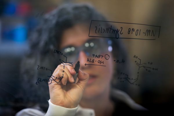 Formulas on a glass pane