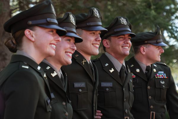 five ROTC students smiling
