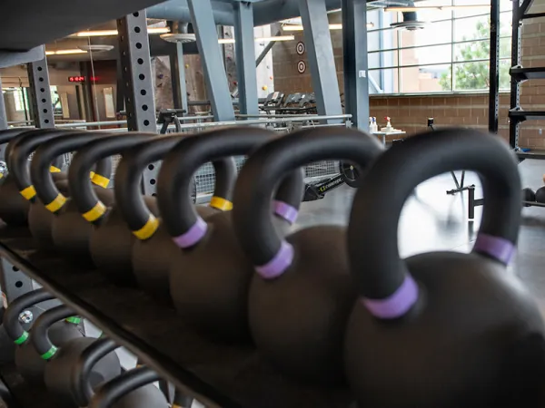 inside the fitness center weight room