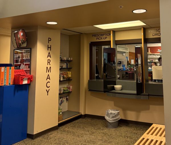 Pharmacy window in Curry