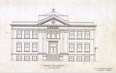 Architectural drawing of the �����ؿ�'s Library (now Jeannette Rankin Hall)