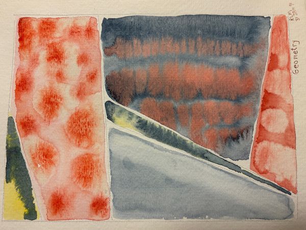 Abstract watercolor "Geometry" by Richard Lee Merritt