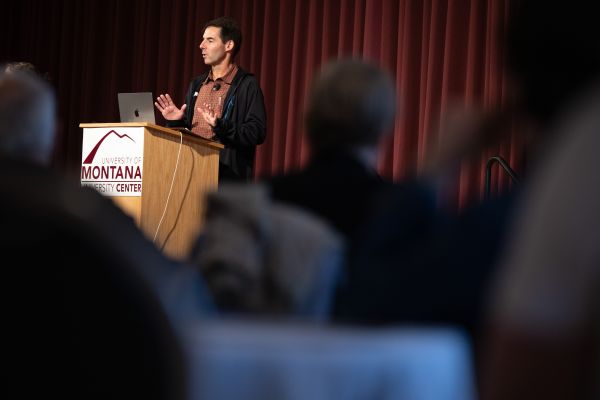 peter hessler giving a speech at the UC Theater