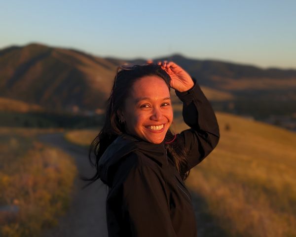 a lady smiling hiking in Missoula
