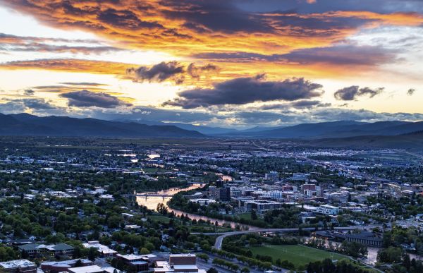 view of Missoula at sunset