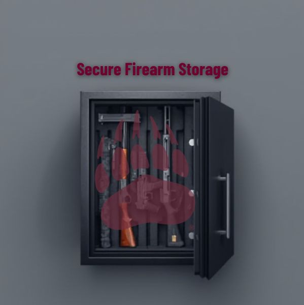 Firearms stored in a safe