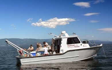 research boat on flathead lake
