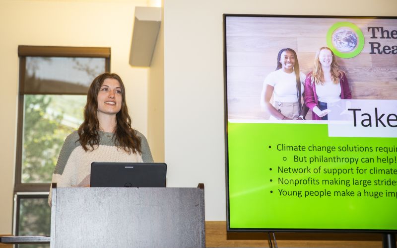 Student giving a presentation