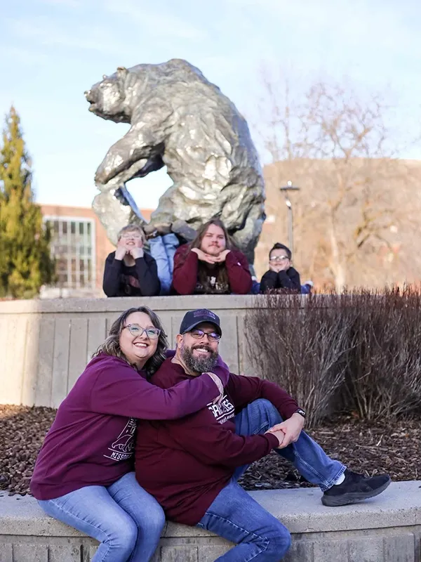 kristyl with bear statue