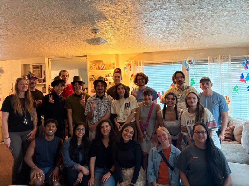 group of students inside international house