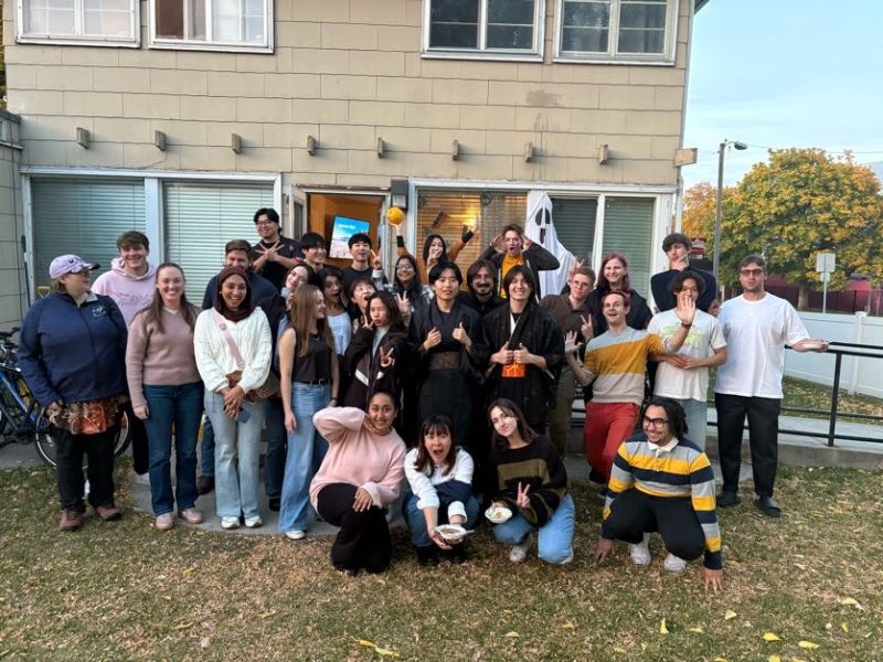 Group of students outside the I-House after Japanese night