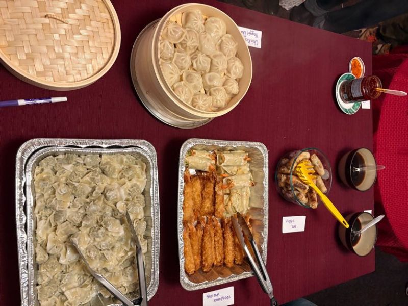 Table with Chinese food