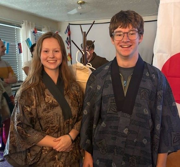 Students in traditional Japanese kimonos