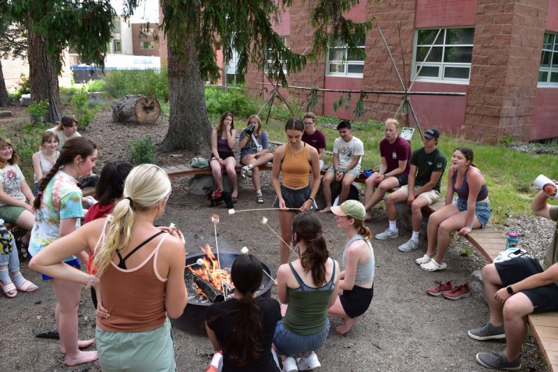 Schwanke participants making smores on UM campus.
