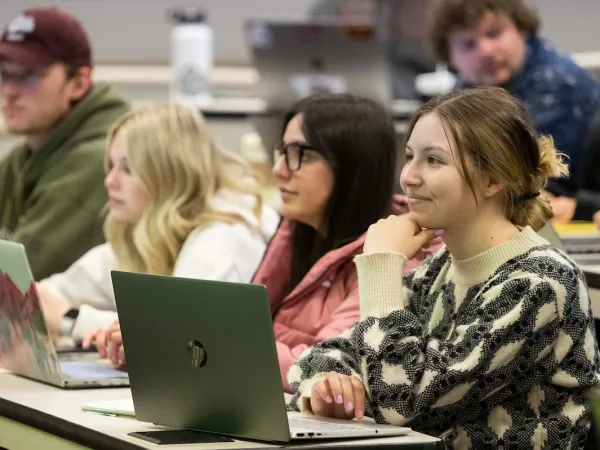 UM students participate in a business Personal Finance class at UM's College of Business.