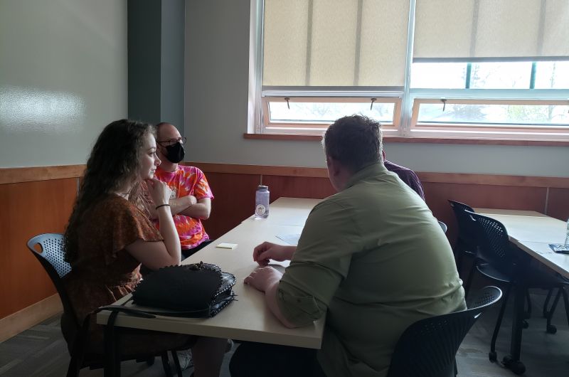Small group engaging in conversation
