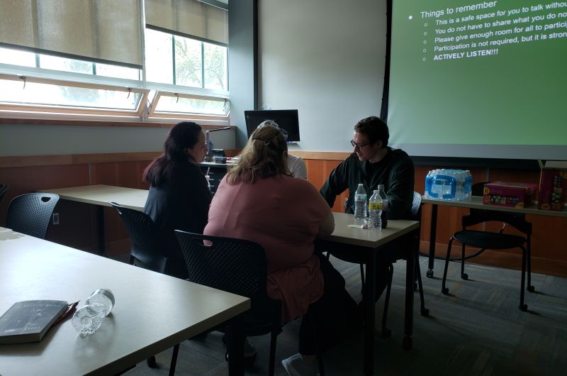 Small group engaging in conversation