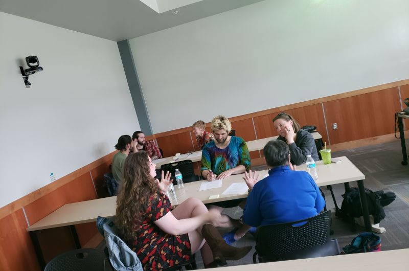 Small group engaged in conversation