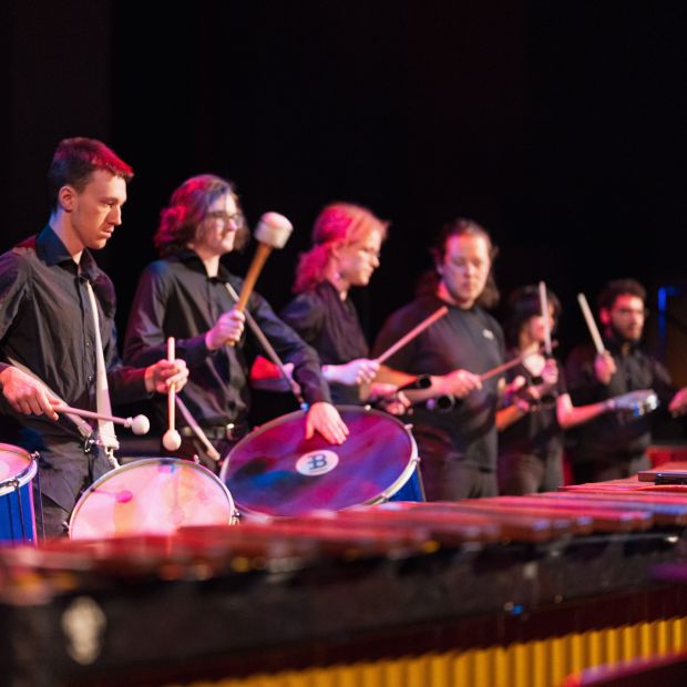 Percussion students performing