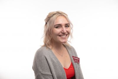 Image of Hope smiling like a helpful boss