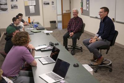 David Fahrenthold, a Pulitzer Prize-winning reporter for The New York Times, speaks to UM journalism Professor Dennis Swibold’s Ethics & Trends in News Media class.
