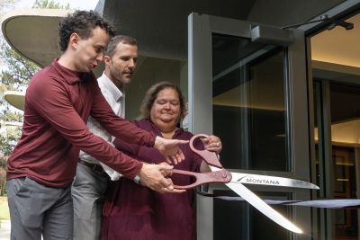 UM leaders cut the ribbon at Knowles Hall grand reopening