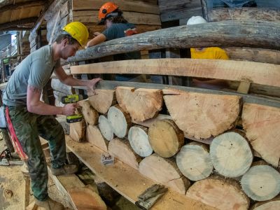 UM students build a western logging town inside Schreiber Gym for the Foresters' Ball