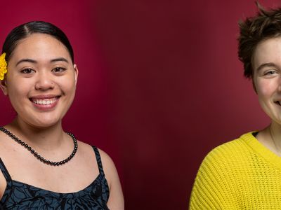 Headshots of each of UM's newest Udall Scholar. Left: Alexios Smith. Right: Raina Woolworth