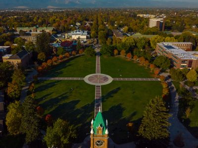 Drone shot of campus