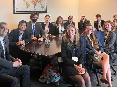 Members of the UM Model UN Travel Team pose for a photo.