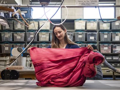 Morgan Brooks works in UM's costume shop