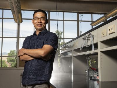 A picture of Lu Hu in his UM lab.